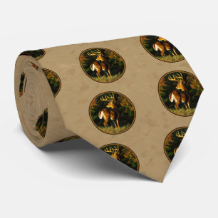 Whitetail Buck Deer Hunting Tan Tie