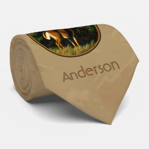 Whitetail Buck Deer Hunting Tan Tie