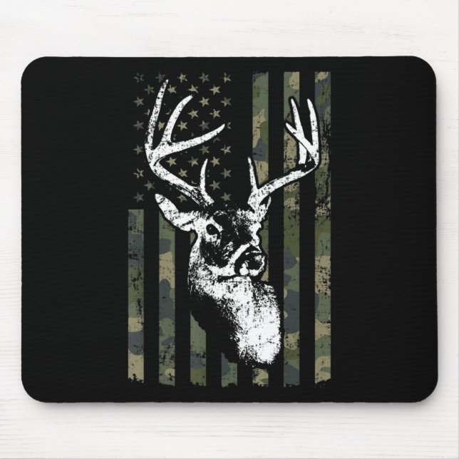 Whitetail Buck Deer Hunting USA Camouflage America Mouse Pad (Front)