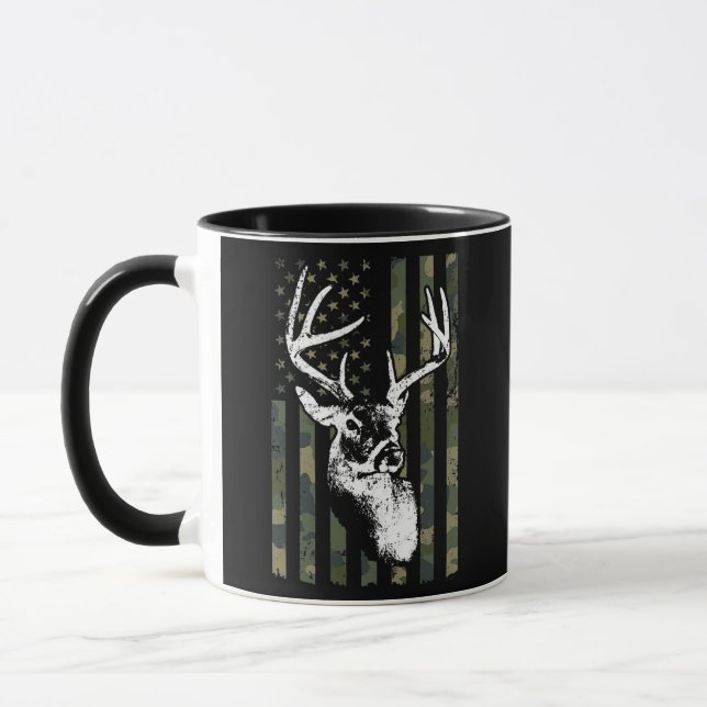 Whitetail Buck Deer Hunting USA Camouflage Mug (Left)