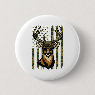 Whitetail Buck Youth Boy Deer Hunting Camo America 2 Inch Round Button