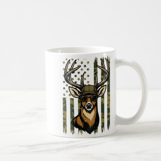 Whitetail Buck Youth Boy Deer Hunting Camo America Coffee Mug (Right)