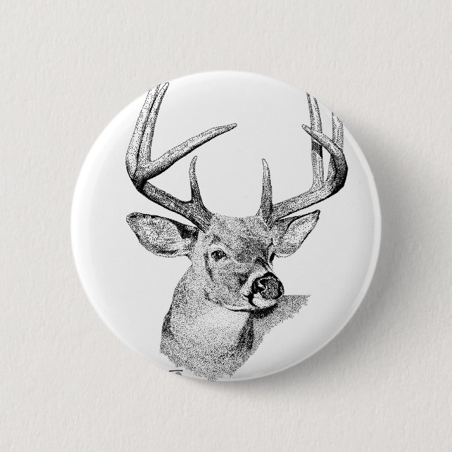 Whitetail Deer 2 Inch Round Button (Front)