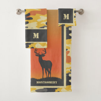 Whitetail Deer and Camo Design Bath Towel Set