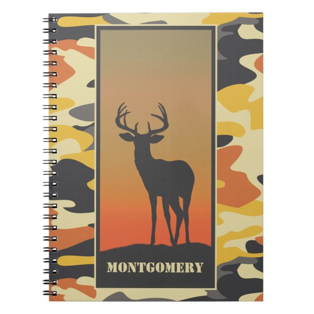Whitetail Deer and Camo Spiral Notebook (Front)