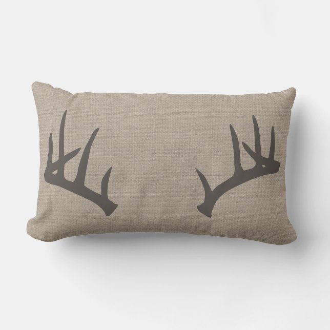 Whitetail Deer Antlers Lumbar Pillow (Front)