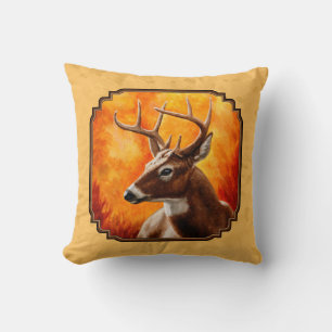 Whitetail Deer Autumn Gold Throw Pillow