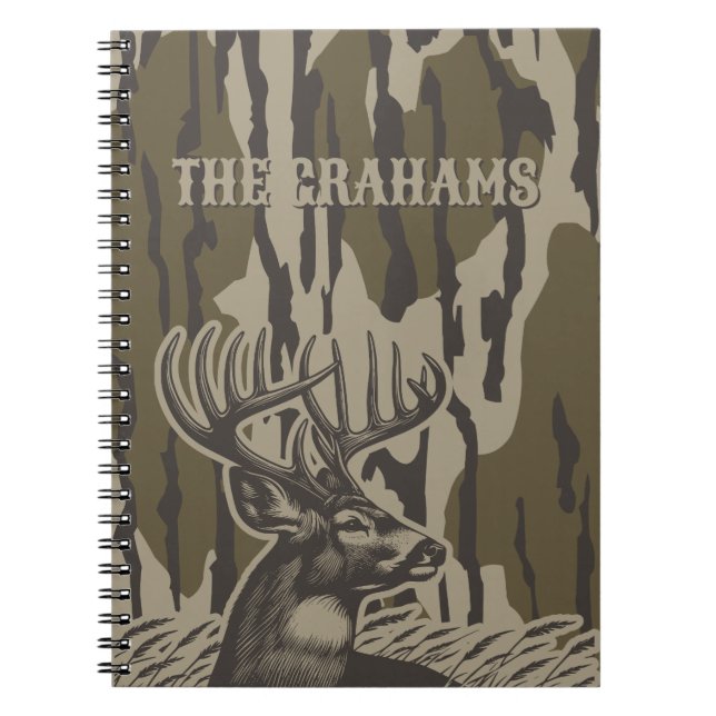 Whitetail Deer Bottomland Camo Deer Custom Name Notebook (Front)