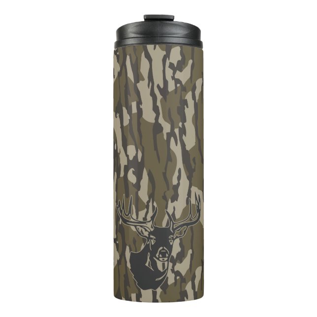 Whitetail Deer Bottomland Camo Hunting Camo Thermal Tumbler (Front)