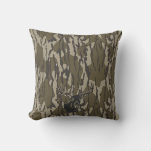 Whitetail Deer Bottomland Camo Hunting Camo Throw Pillow