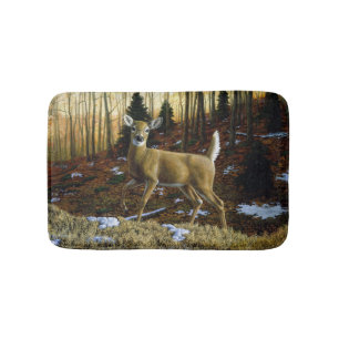 Whitetail Deer Doe in Autumn Forest Bath Mat