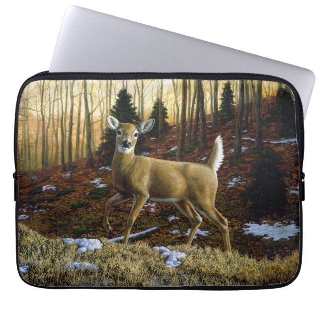 Whitetail Deer Doe in Autumn Forest Laptop Sleeve (Front)