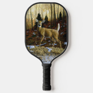 Whitetail Deer Doe in Autumn Forest Pickleball Paddle