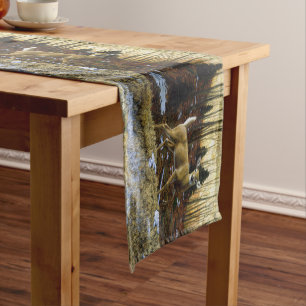 Whitetail Deer Doe in Autumn Forest Short Table Runner