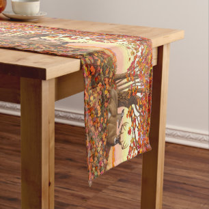 Whitetail Deer Doe in Autumn Forest Short Table Runner