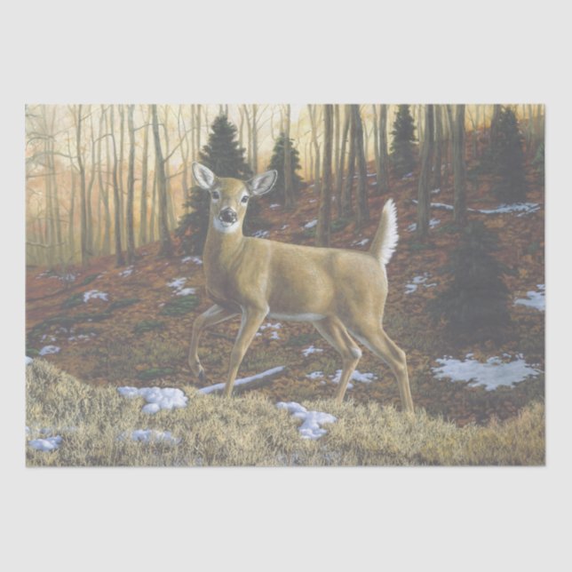 Whitetail Deer Doe in Autumn Forest Tissue Paper (Front)