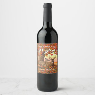 Whitetail Deer Doe in Autumn Forest Wine Label