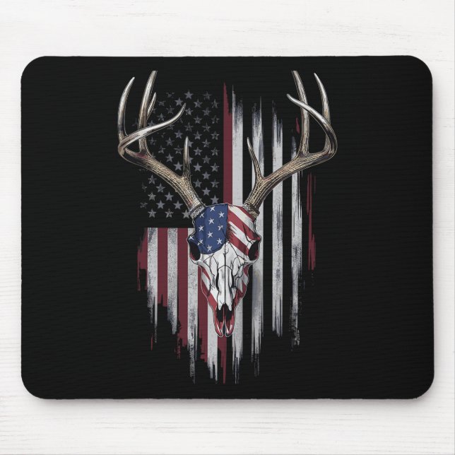 Whitetail Deer Hunter American Flag Usa Design Buc Mouse Pad (Front)