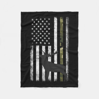 Whitetail Deer Hunting Hunter Elk Buck Camo Americ Fleece Blanket