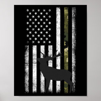 Whitetail Deer Hunting Hunter Elk Buck Camo Americ Poster