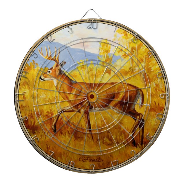 Whitetail Deer in Autumn Aspen Forest Dartboard (Front)