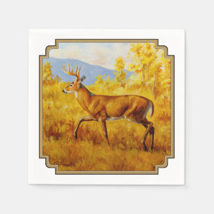 Whitetail Deer in Autumn Aspen Forest Napkin