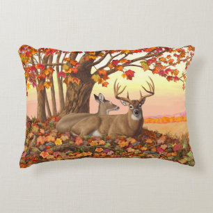 Whitetail Deer in Autumn New England Fall Colours Accent Pillow