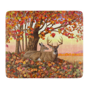Whitetail Deer in Autumn New England Fall Colours Cutting Board