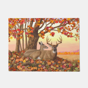 Whitetail Deer in Autumn New England Fall Colours Doormat