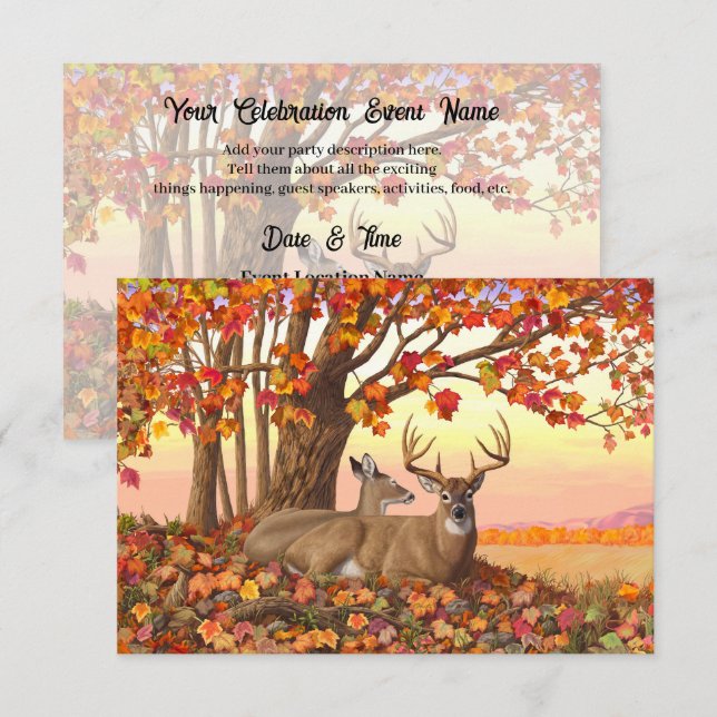 Whitetail Deer in Autumn New England Fall Colours Invitation (Front/Back)