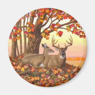 Whitetail Deer in Autumn New England Fall Colours Magnet