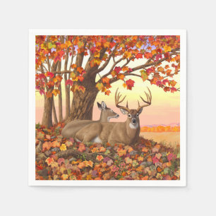 Whitetail Deer in Autumn New England Fall Colours Napkin