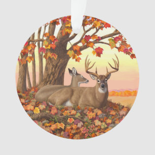 Whitetail Deer in Autumn New England Fall Colours Ornament
