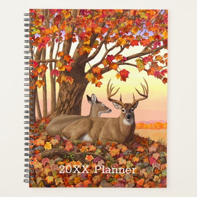 Whitetail Deer in Autumn New England Fall Colours Planner (Front)