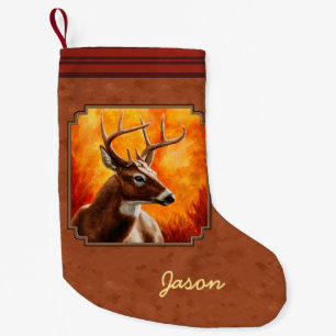 Whitetail Deer in Autumn Reddish Brown Small Christmas Stocking
