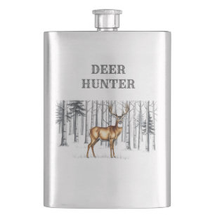 Whitetail Deer In Forest Hunter Flask