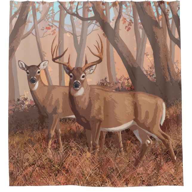 Whitetail Deer In Forest Retro Style Nature (Front)