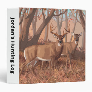 Whitetail Deer In Forest Retro Style Nature Binder
