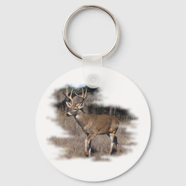 Whitetail deer in the field keychain (Front)
