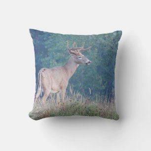 Whitetail Deer Profile in Field Throw Pillow