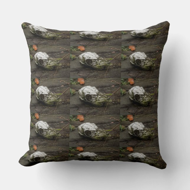 Whitetail Deer Skull Throw Pillow (Front)