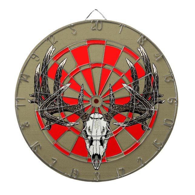 Whitetail deer skull vintage dartboard (Front)