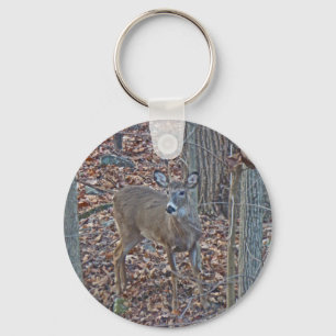 Whitetail Deer Spike Buck Series Keychain