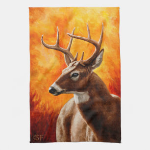 Whitetail Deer Trophy Buck Head Kitchen Towel
