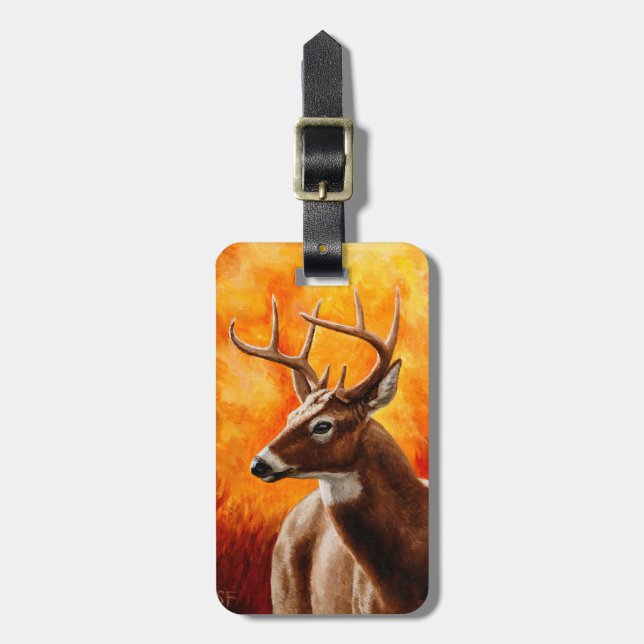 Whitetail Deer Trophy Buck Head Luggage Tag (Front Vertical)