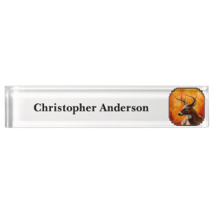 Whitetail Deer Trophy Buck Head Nameplate