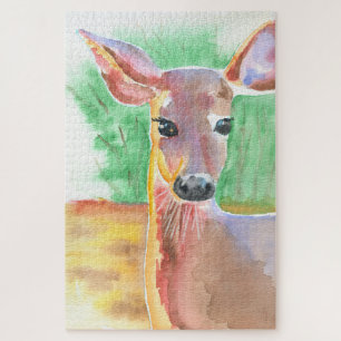 Whitetail deer watercolor jigsaw puzzle