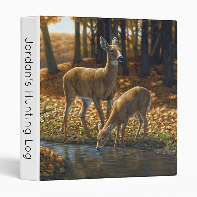 Whitetail Doe and Fawn Drinking from a Stream Binder (Front/Spine)