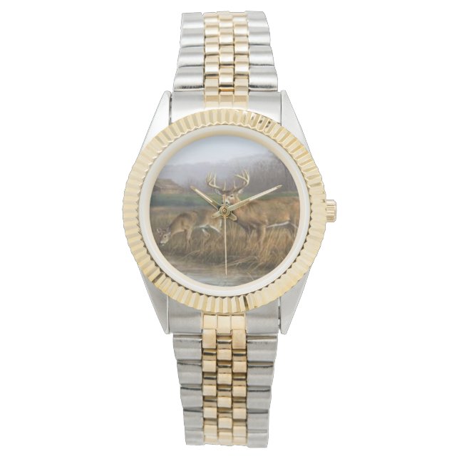 Whitetailed deer 2 toned wristwatch (Front)