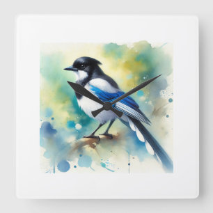 Whitethroated Magpie Jay 100924AREF117 - Watercolo Square Wall Clock